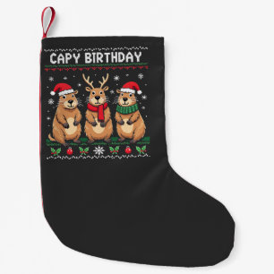 Capy Birthday Ugly Christmas Sweater Capybara   Small Christmas Stocking