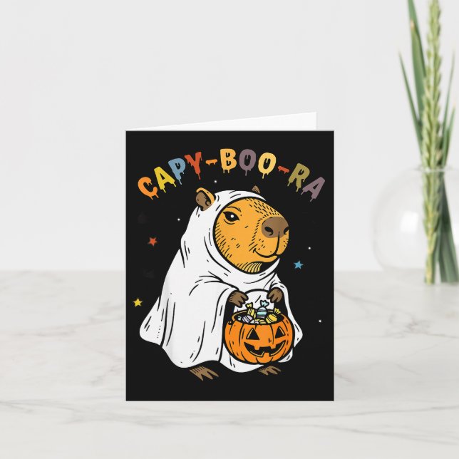 Capy-boo-ra Cappy Halloween Funny Capybara Costume Card (Front)