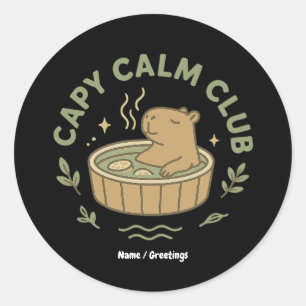 Capy Calm Club Cute Capybara Retro Aesthetic Cozy Classic Round Sticker