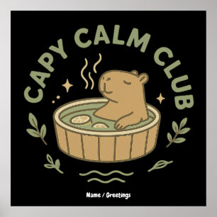 Capy Calm Club Cute Capybara Retro Aesthetic Cozy Poster