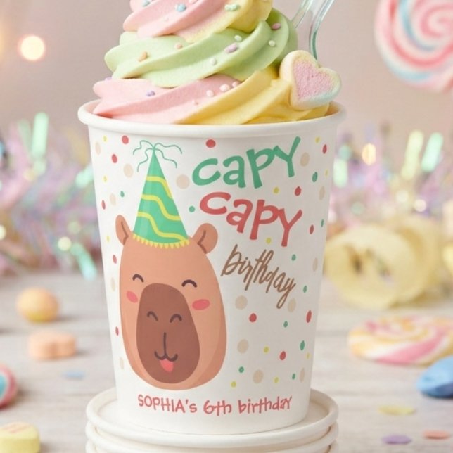 Capy capy capybara birthday paper cups (Creator Uploaded)