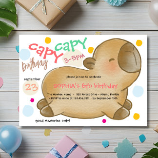 Capy capybara birthday invitation
