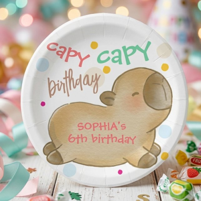 Capy capybara birthday paper plate (Creator Uploaded)