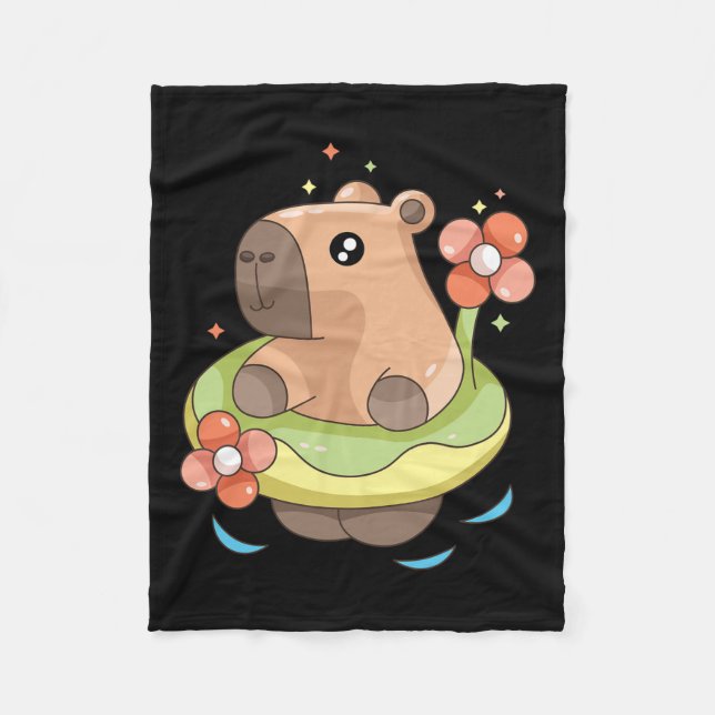 Capy Capybara Floatie Funny Xmas In July Girls Kid Fleece Blanket (Front)