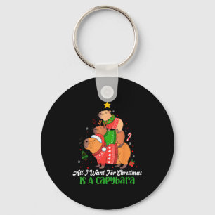 Capy Christmas Cute Capybara Xmas Tree Pjs Animal Key Ring
