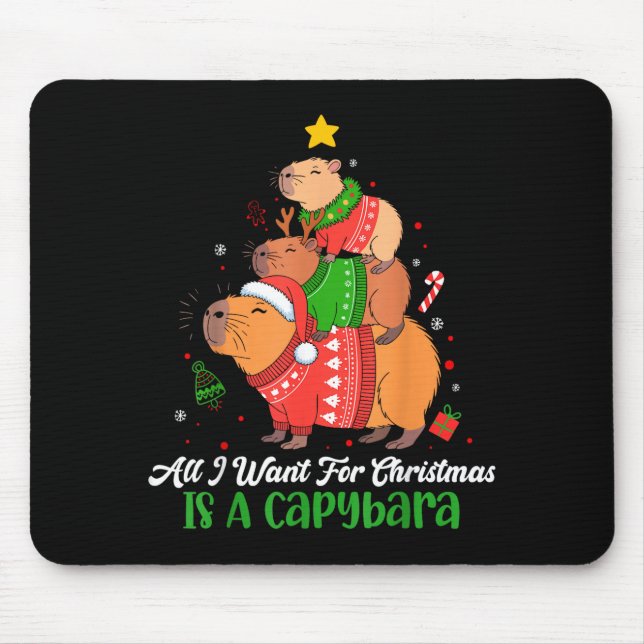 Capy Christmas Cute Capybara Xmas Tree Pjs Animal  Mouse Pad (Front)
