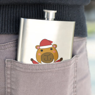 Capy Claus Minimalist Christmas Tee Hip Flask