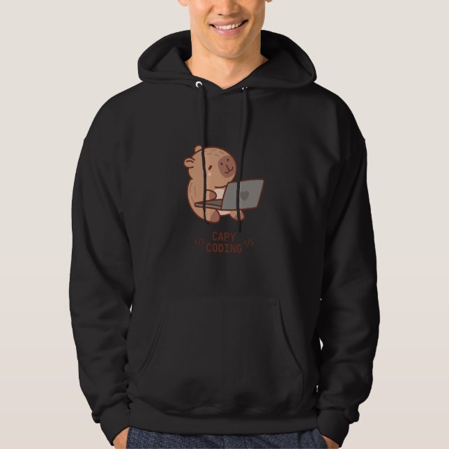 Capy Coding Cute Capybara Programmer Hoodie (Front)