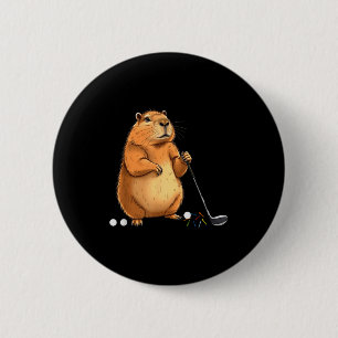 Capy Golf Player Cute Cappy Srts Cartoon Design  6 Cm Round Badge