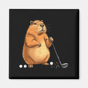 Capy Golf Player Cute Cappy Srts Cartoon Design  Magnet