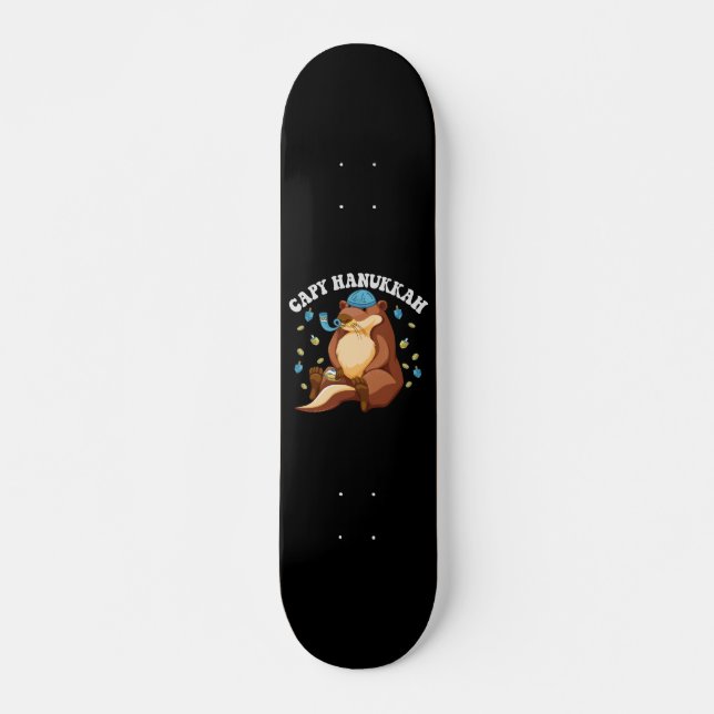 Capy Hanukkah Funny Jewish Capybara Hanukkah Gift Skateboard (Front)
