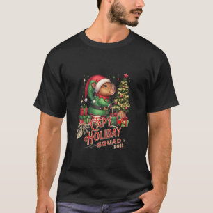Capy Holiday Squad Christmas 2025 Capybara Elf Fun T-Shirt