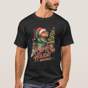 Capy Holiday Squad Christmas Capybara Elf Funny Fa T-Shirt