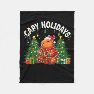 Capy Holidays Capybara Santa Hat Xmas Men Women Ki Fleece Blanket