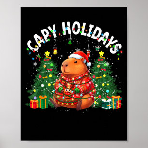 Capy Holidays Capybara Santa Hat Xmas Men Women Ki Poster