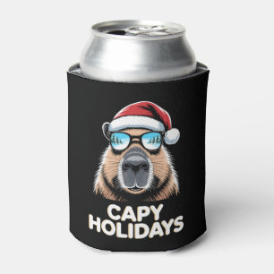 Capy Holidays Christmas Capybara Sunglasses Santa Can Cooler