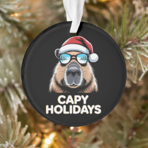 Capy Holidays Christmas Capybara Sunglasses Santa Ornament