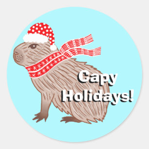 Capy Holidays Funny Capybara Christmas Classic Round Sticker