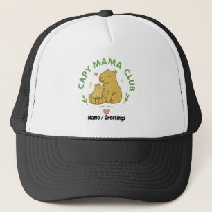 Capy Mama Club Cute Capybara Mom and Baby Retro Trucker Hat