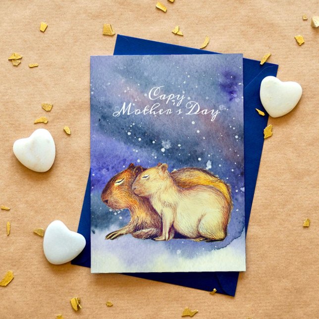  Capy Mother's Day Cute Capybara Baby & Mum Custom Postcard (Creator Uploaded)