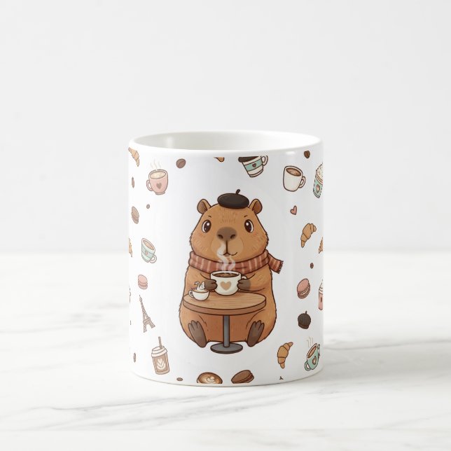 Capy-Paris: A Cozy Sip of Calm Coffee Mug (Center)