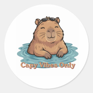 Capy Vibes Only Classic Round Sticker