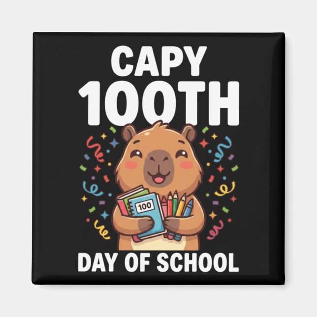 Capybara 100th Day Of School Cute Capy Animal Magnet (Front)