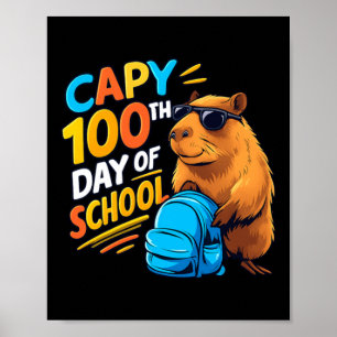 Capybara 100th Day Of School Poster