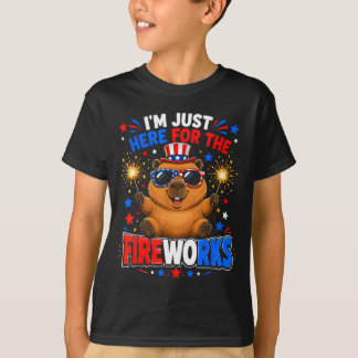 Capybara 4th of july i'm here for the fireworks  T-Shirt