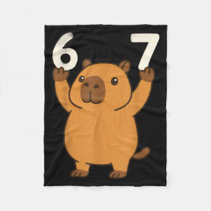 Capybara 67 Meme Six Seven Funny  Fleece Blanket
