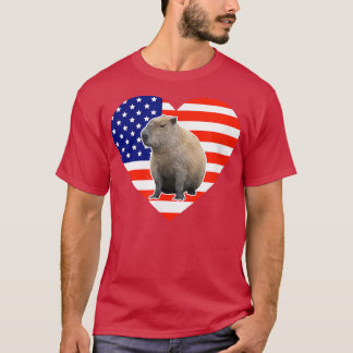 Capybara American Flag  T-Shirt