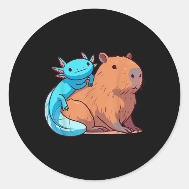 Capybara And Axolotl  Classic Round Sticker (Front)