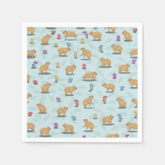 Capybara and mushroom pattern napkin