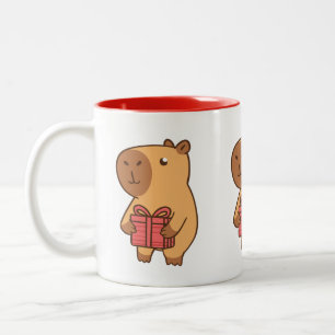 Capybara and Present Mug Cute Gift Mug for Anima