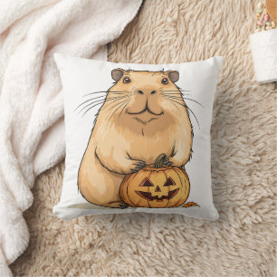 Capybara and Pumpkin Halloween Cushion