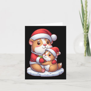 Capybara And Santa Hugging Christmas Family Matchi Card