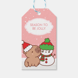  Capybara And Snowman Season To Be Jolly Cute Gift Tags