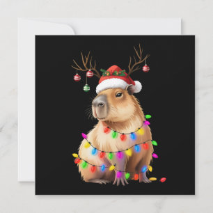 Capybara Animal Lover Christmas Lights Cappy Xmas Holiday Card