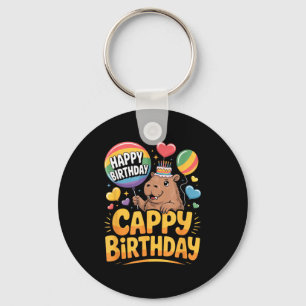 Capybara Animal Lover Fun Cappy Birthday Party Sup Key Ring