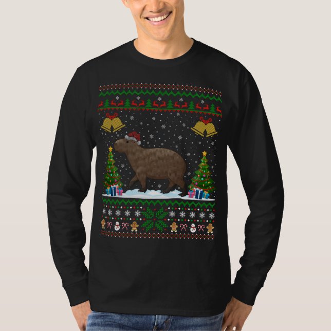 Capybara Animal Lover Xmas Gift Ugly Capybara Chri T-Shirt (Front)