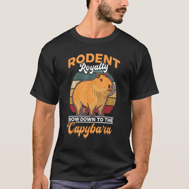Capybara Animals Pet Rodent royalty bow down to th T-Shirt (Front)