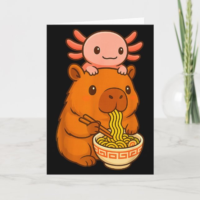 Capybara Anime Ramen Axolotl Funny Graphic Kawaii  Card (Front)