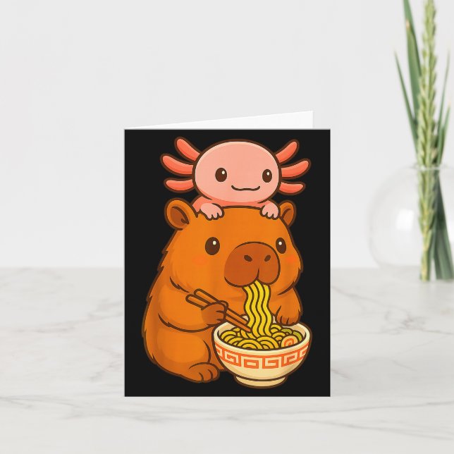 Capybara Anime Ramen Axolotl Funny Graphic Kawaii  Card (Front)