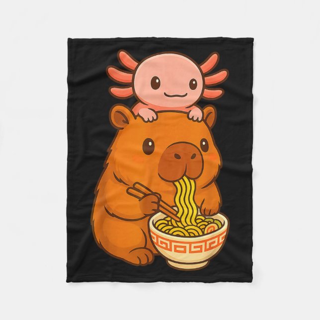 Capybara Anime Ramen Axolotl Funny Graphic Kawaii  Fleece Blanket (Front)
