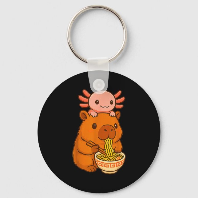 Capybara Anime Ramen Axolotl Funny Graphic Kawaii  Key Ring (Front)