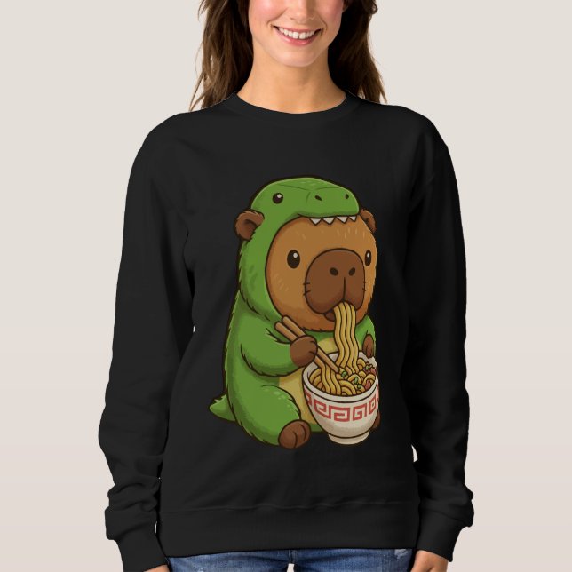Capybara Anime Rament T-REX Funny Graphic Kawaii C Sweatshirt (Front)