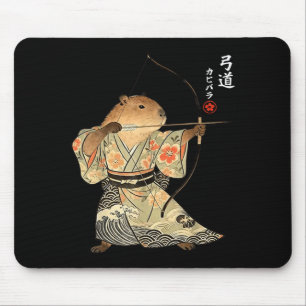 Capybara Archery Samurai Kyudo Japanese Animal Art Mouse Pad