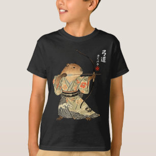 Capybara Archery Samurai Kyudo Japanese Animal Art T-Shirt