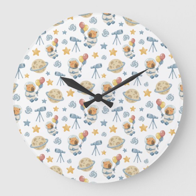 Capybara Astronaut Kids Pattern - Clock (Front)