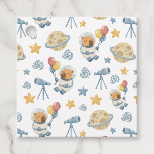 Capybara Astronaut Pattern Favour Tags (Front)